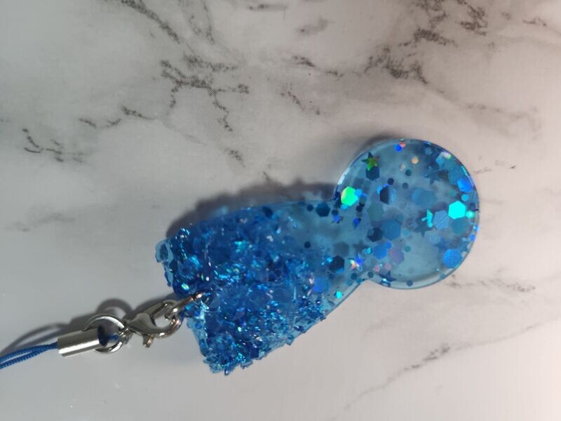 Jeton de caddie bleu pailleté avec cristaux petit