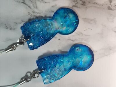 Jeton de caddie bleu confettis avec cristaux petit