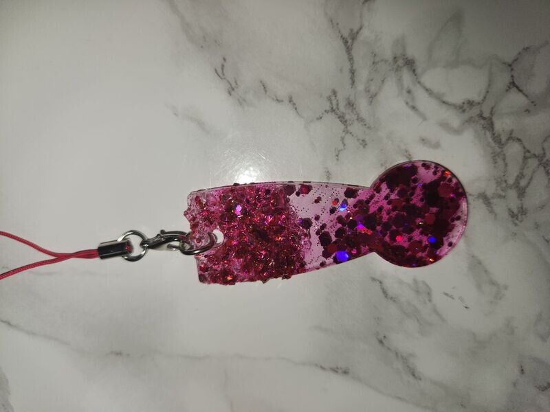 Jeton de caddie fuschia paillettes avec cristaux