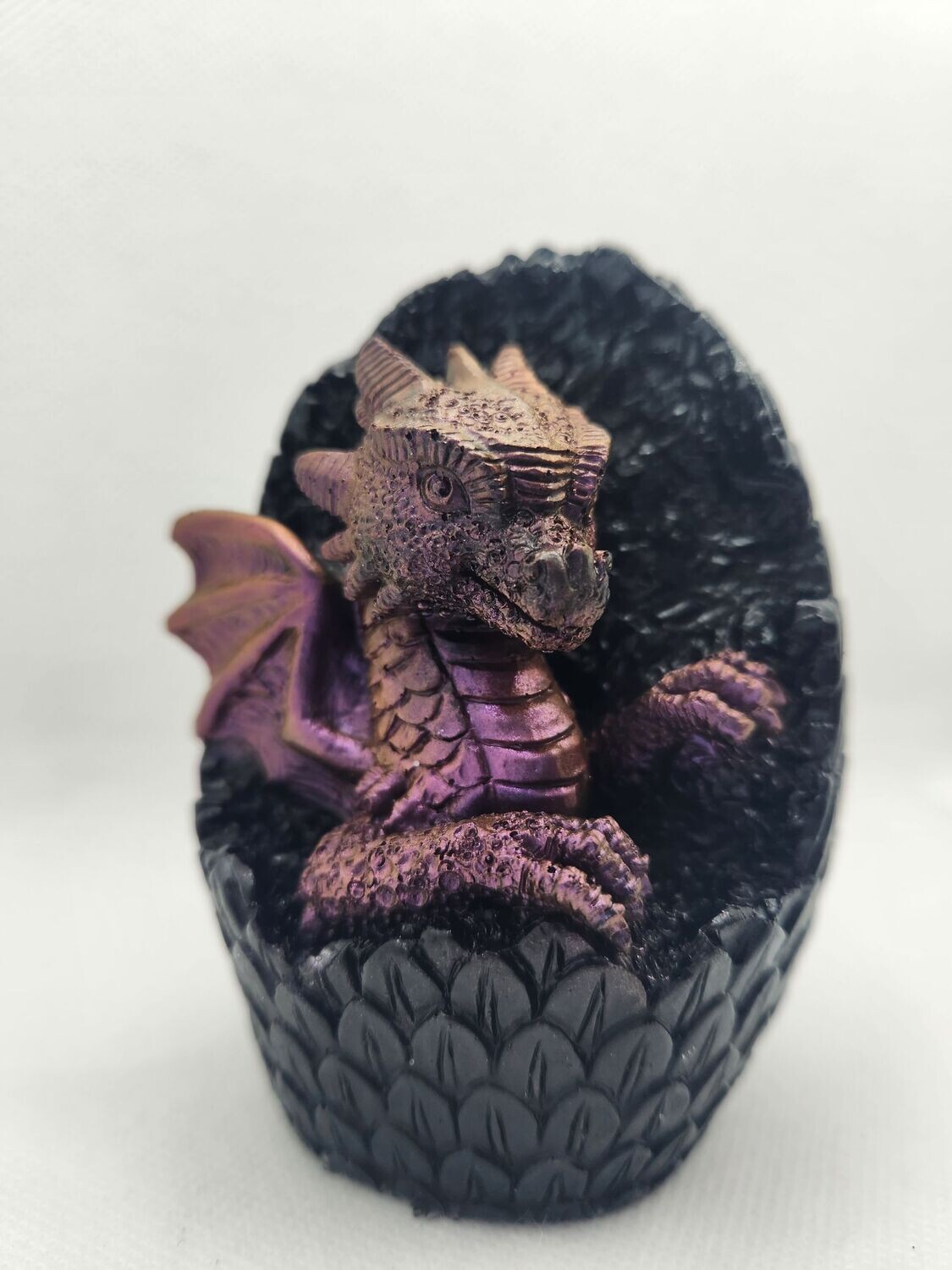 Oeuf de dragon noir et violet rouge caméléon