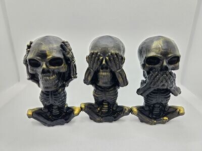 Trio Skulls de la sagesse noir et or