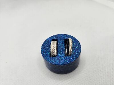 Porte bague double bleu pailleté