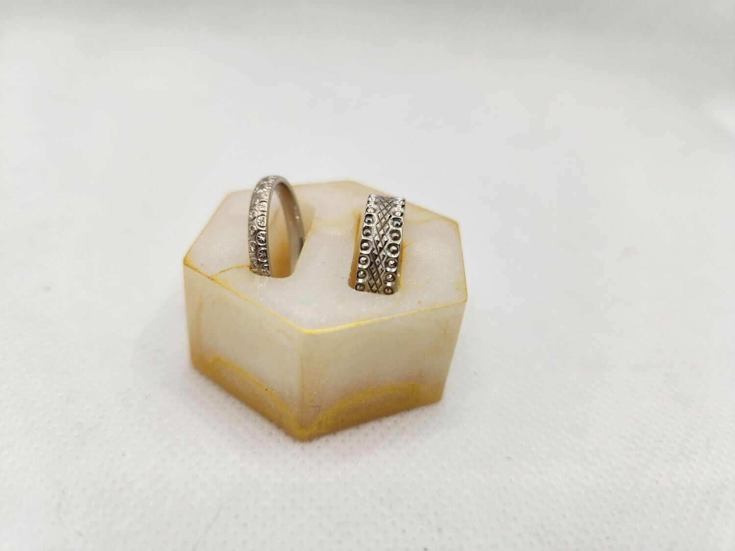 Porte bague double blanc et or