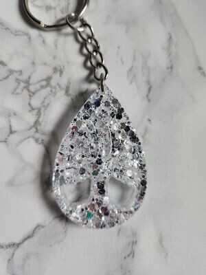 Porte clé arbre de vie goutte paillettes miroir Porte clé arbre de vie goutte paillettes miroir