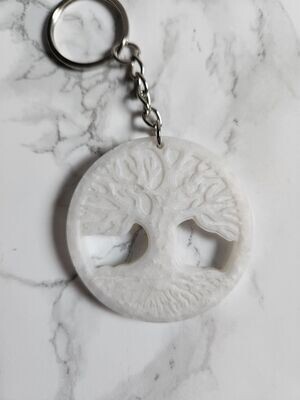 Porte clé arbre de vie blanc nacré