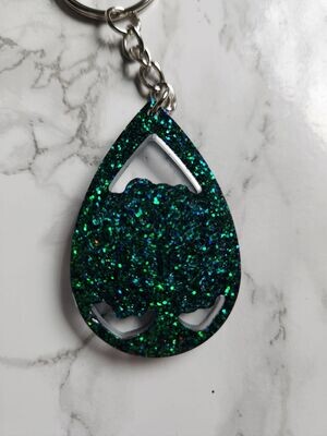 Porte clé arbre de vie goutte paillettes caméléon vert bleu Porte clé arbre de vie goutte paillettes caméléon vert bleu