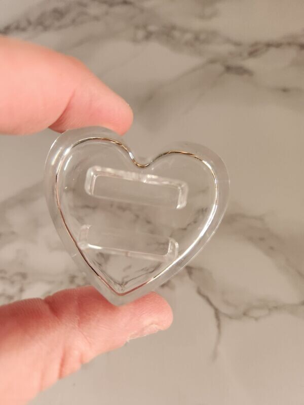 Porte bague double coeur transparent