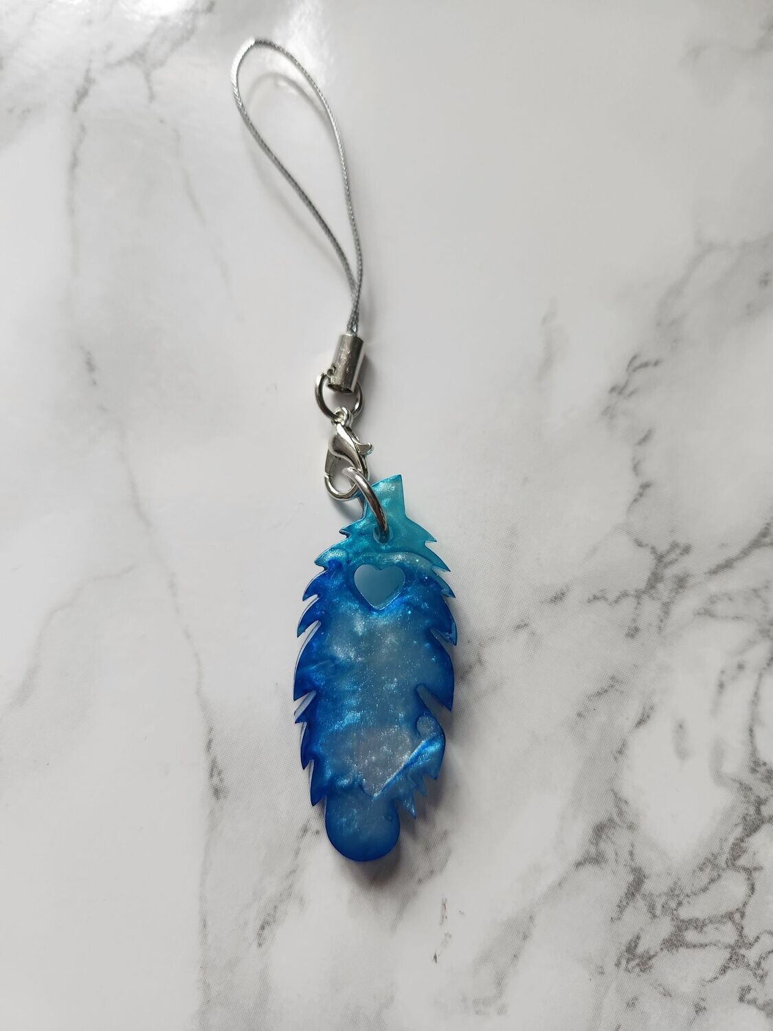 Bijou plume bleu nacré