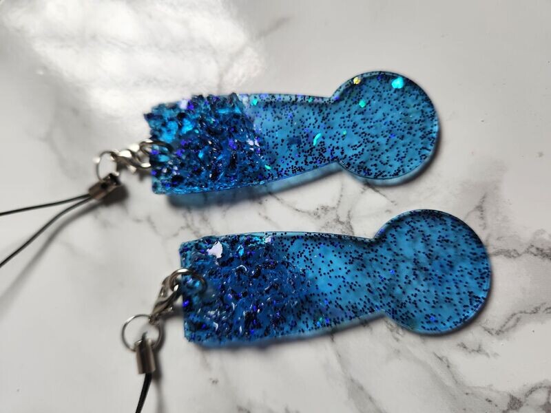 Jeton de caddie paillettes bleues  avec cristaux