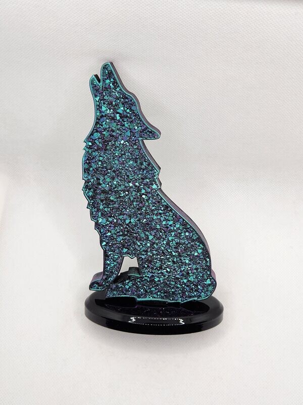 Loup diamant personnalisé sur socle