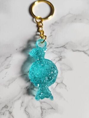 Porte clé bonbon bleu turquoise effet diamant Porte clé bonbon bleu turquoise effet diamant