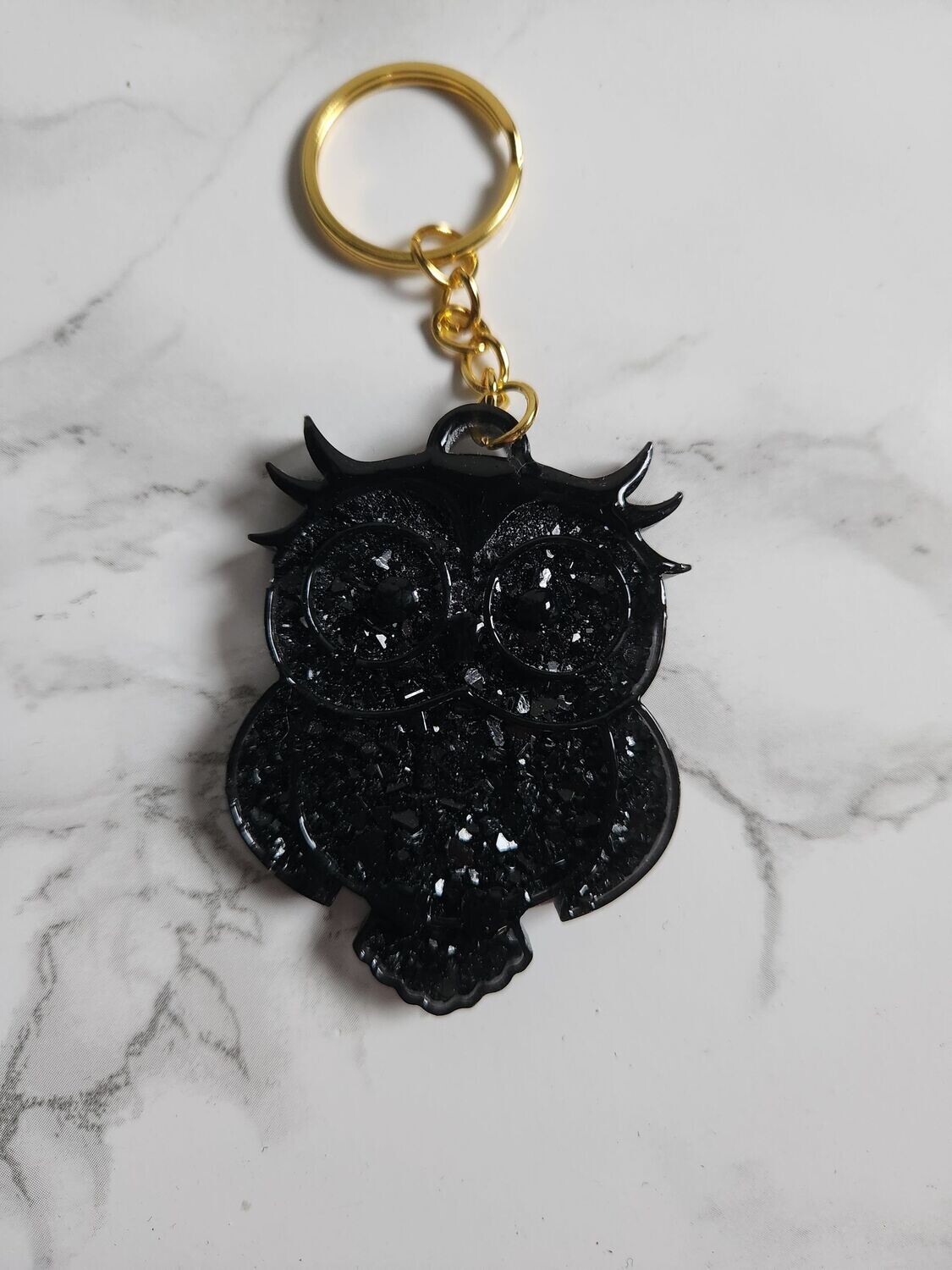 Porte clé hibou diamant noir
