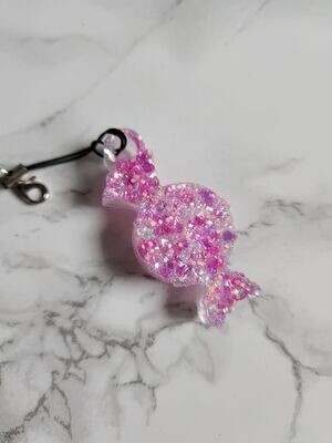 Porte clé bonbon rose pailleté effet diamant