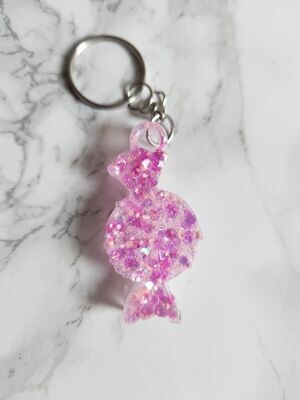 Porte clé bonbon paillettes roses effet diamant