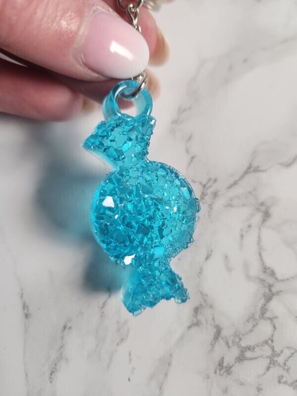 Porte clé bonbon bleu ciel effet diamant