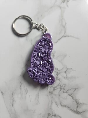 Porte clé pied de bébé lavande effet diamant Porte clé pied de bébé lavande effet diamant