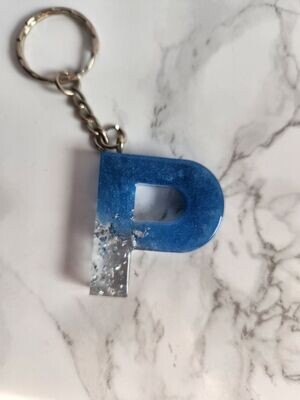 P bleu feuilles d'argent