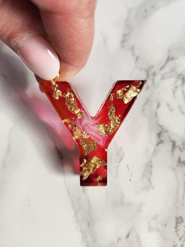 Y encre alcool rouge feuilles d'or