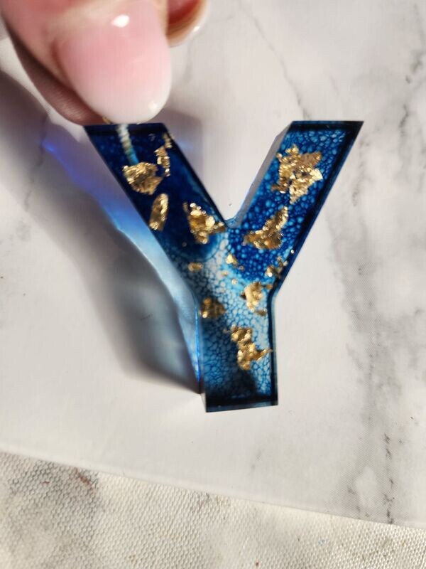 Y encre alcool bleu feuilles d'or
