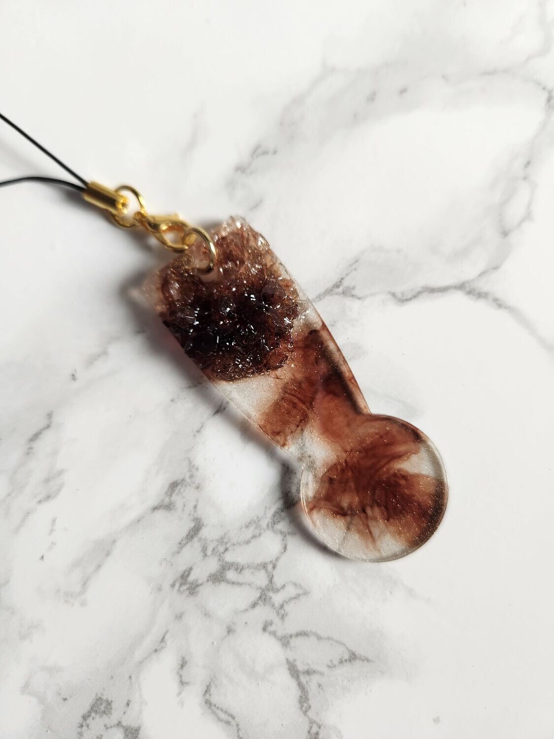 Jeton de caddie marron effet fumée avec cristaux
