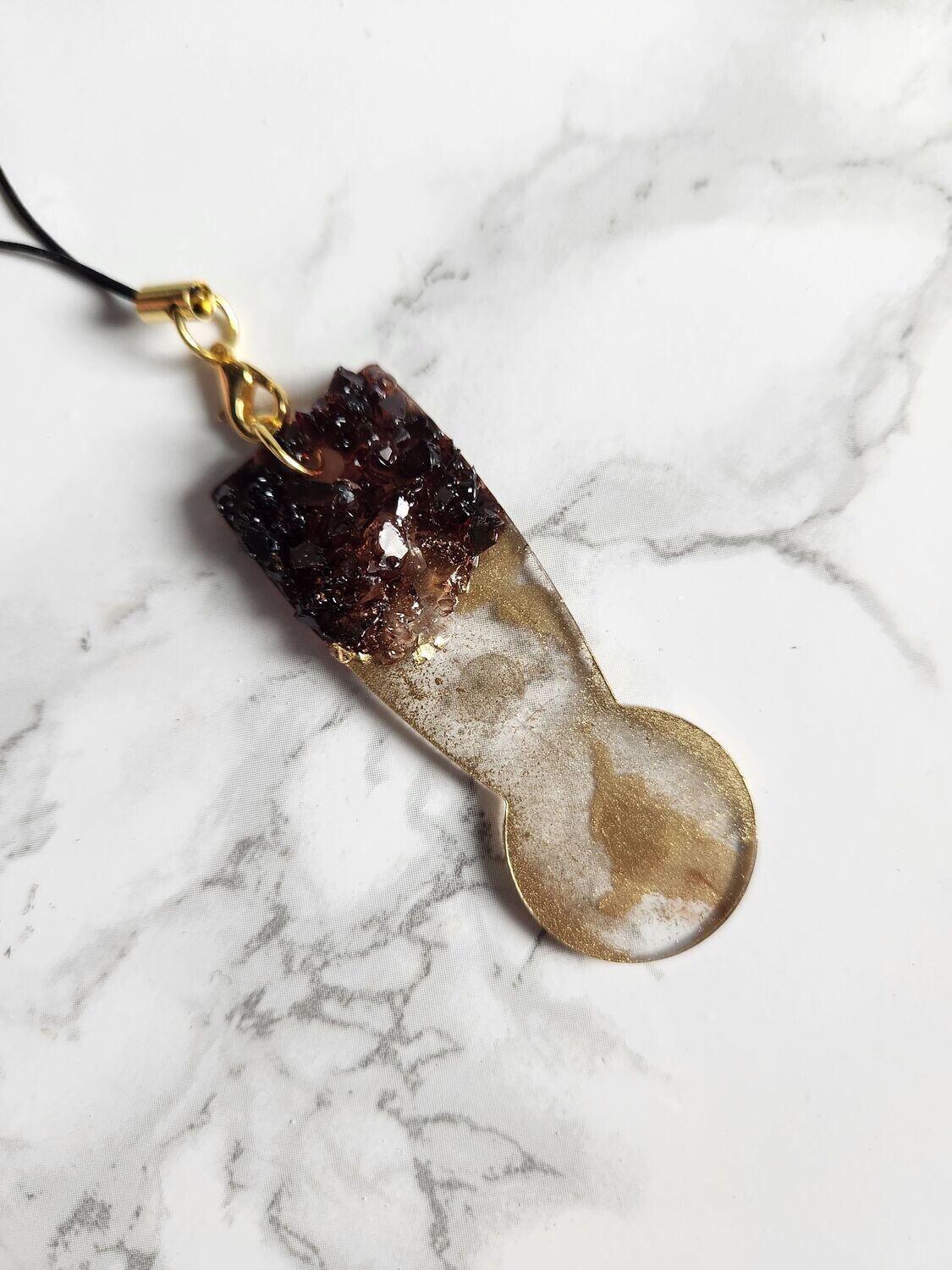 Jeton de caddie marron et or effet fumée avec cristaux