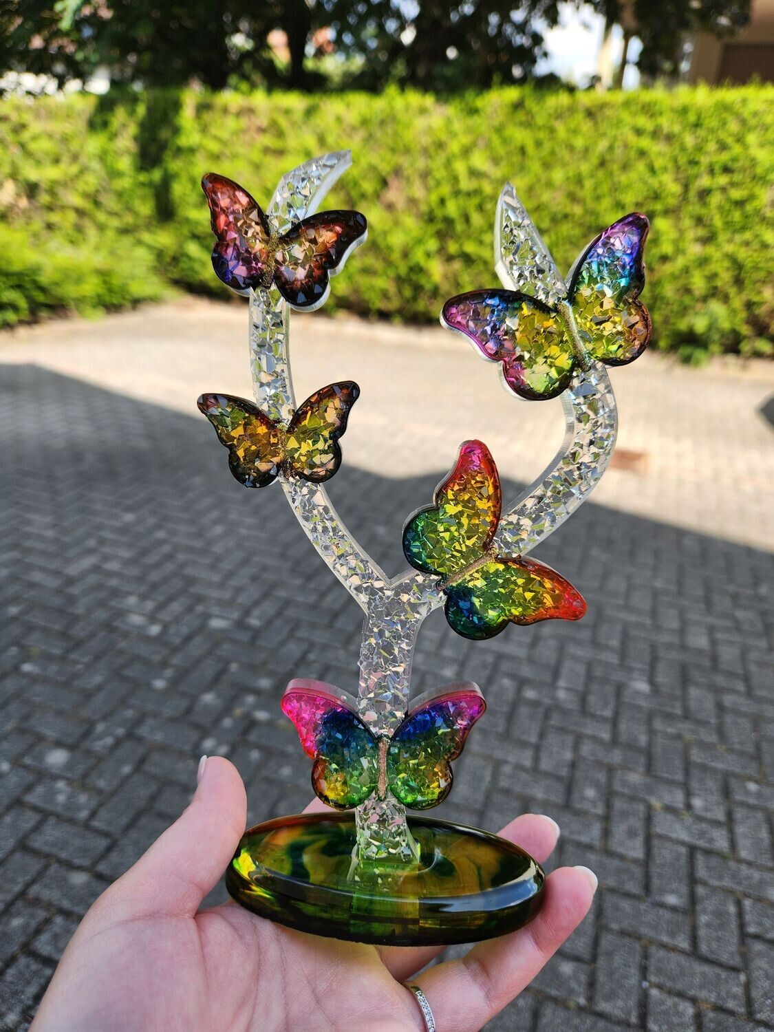 Papillons en branche diamant sur socle personnalisés 