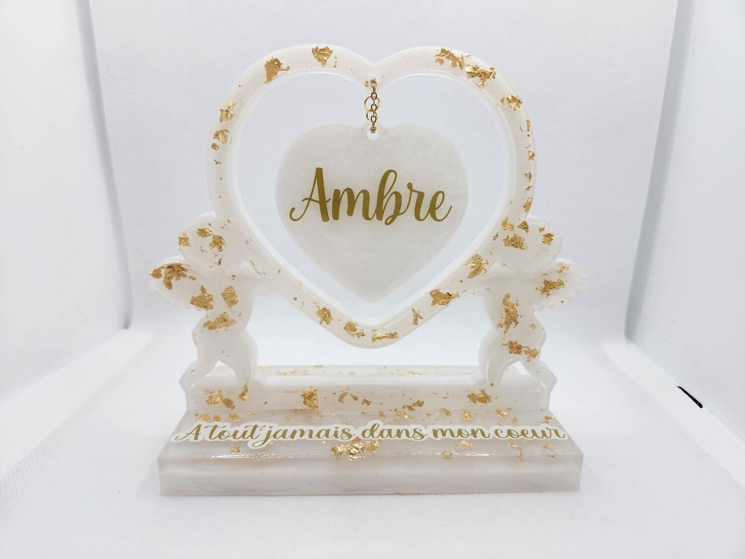 Cadre double coeur anges personnalisé