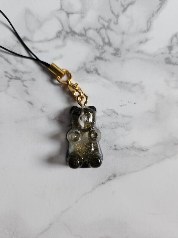 Bijou bonbon ourson noir et or translucide