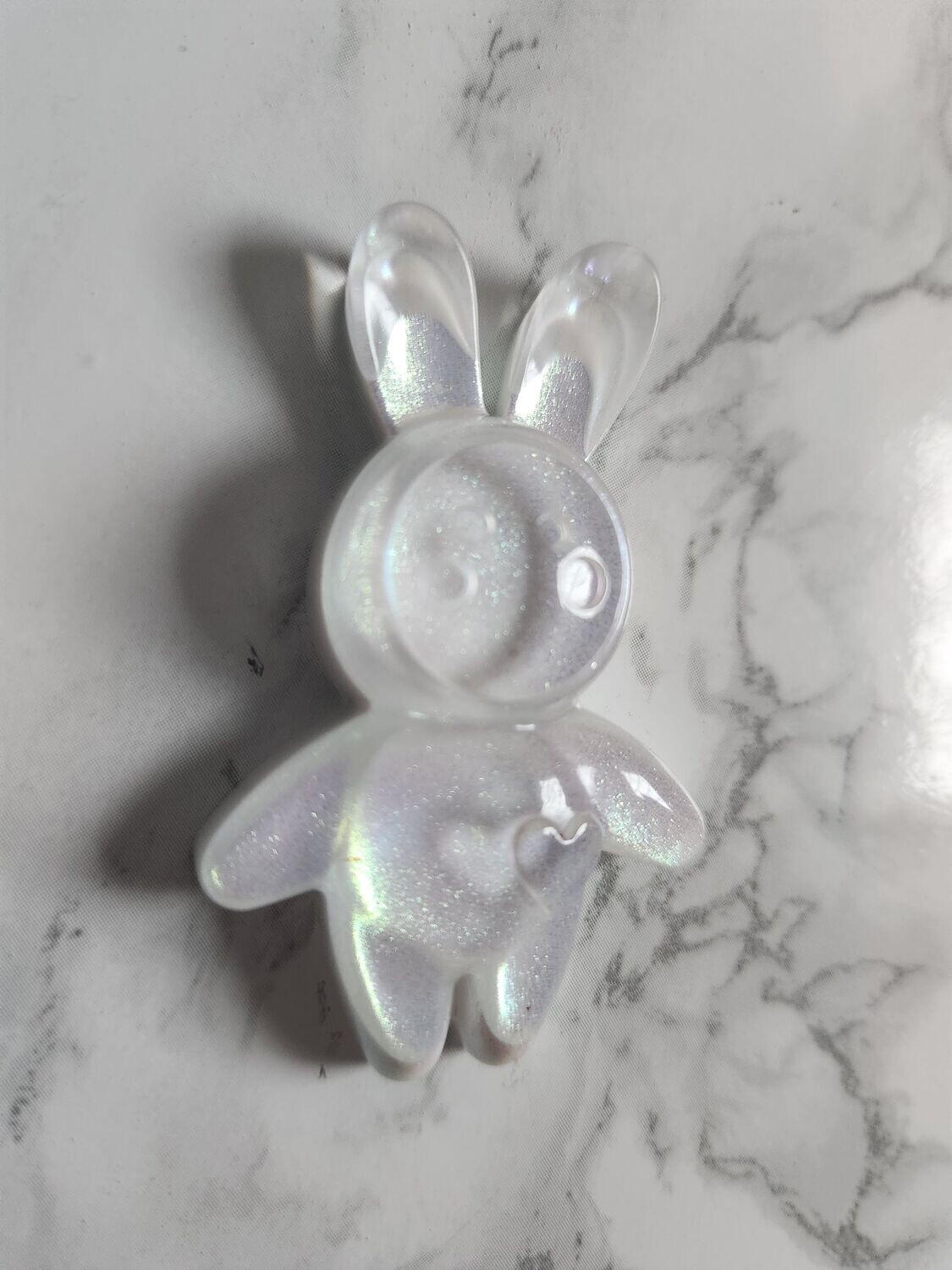 Magnet Lapin transparent à reflets dorés et roses