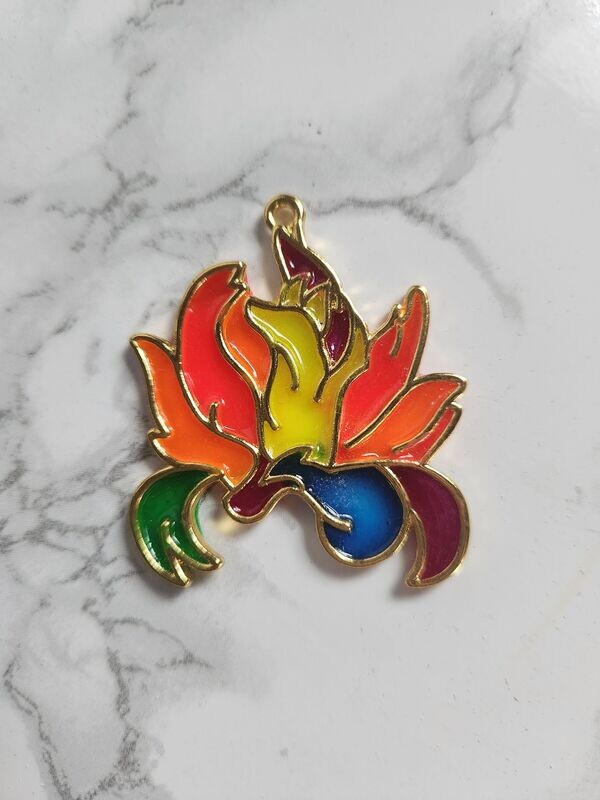 Pendentif renard multicolore