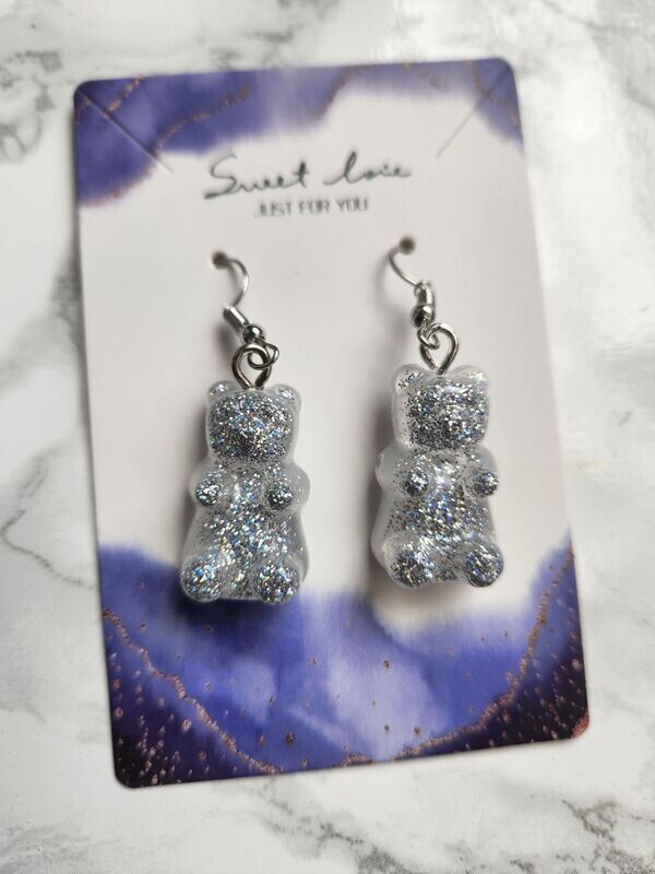 Boucles d'oreilles oursons holographiques
