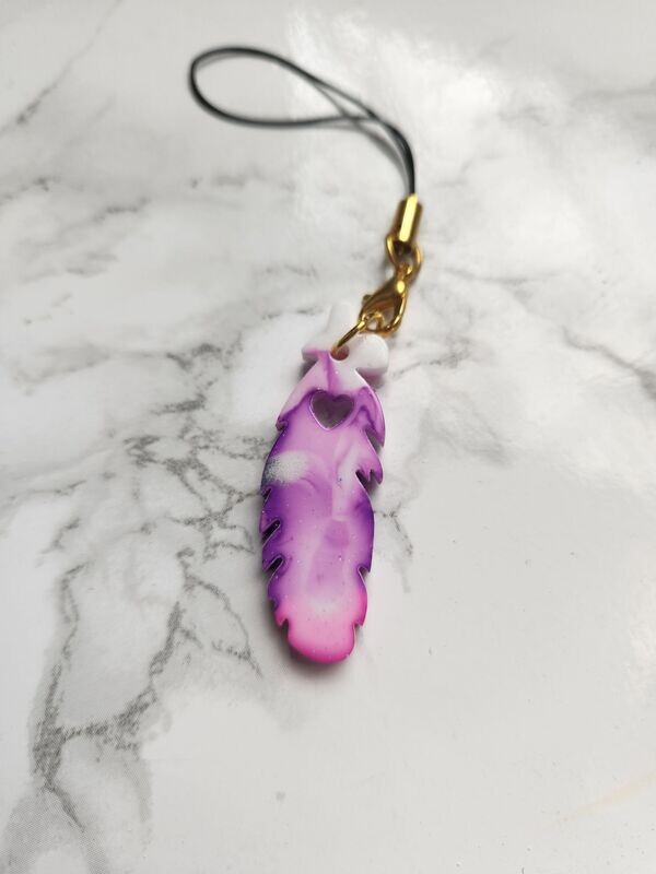 Bijou plume marbrée rose violet argent #2