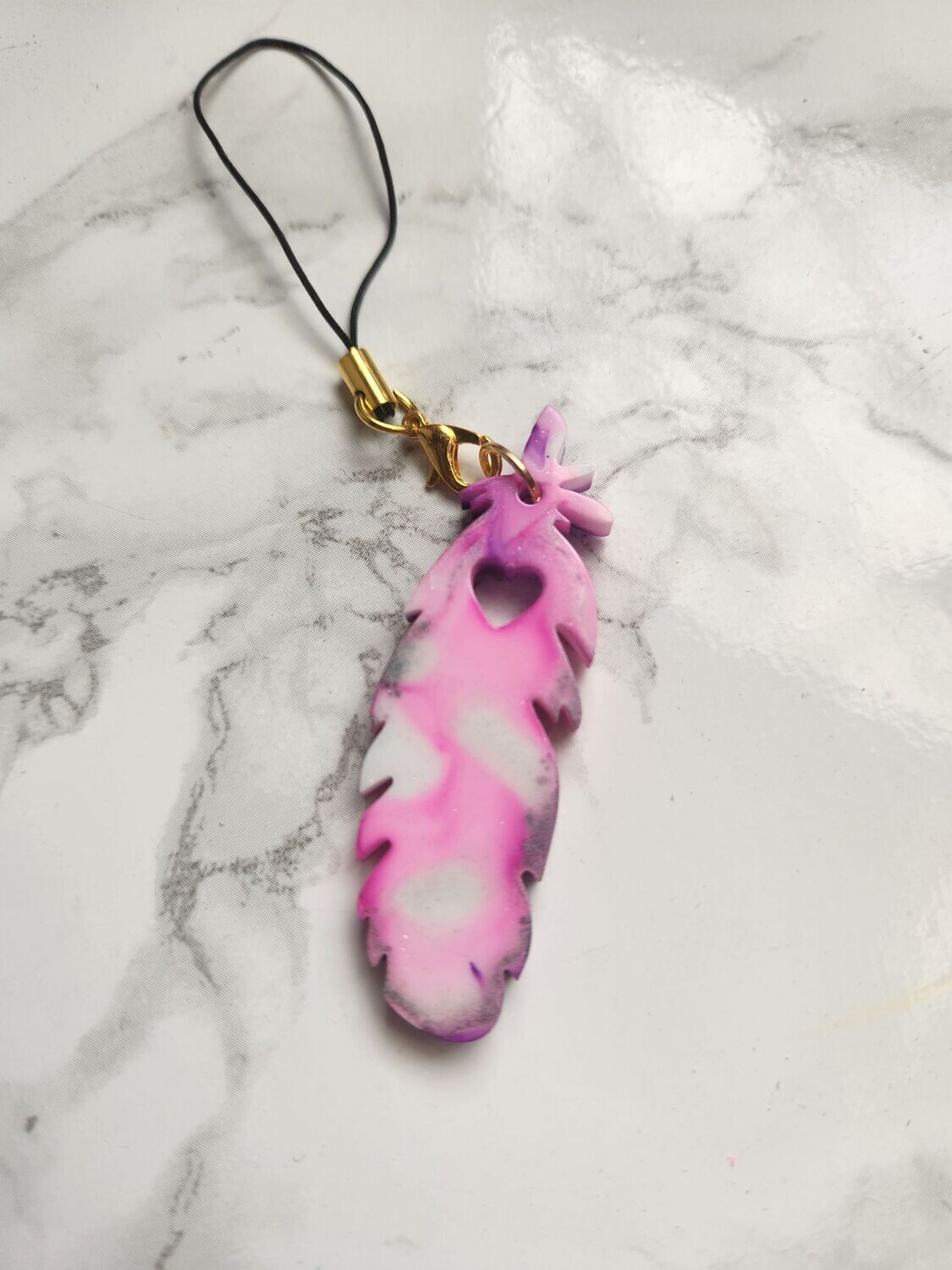 Bijou plume marbrée rose violet argent #3