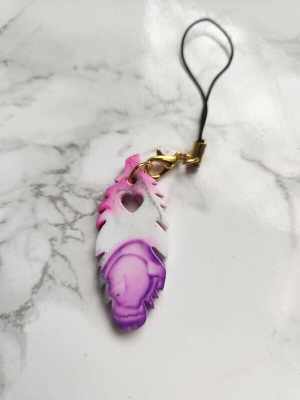 Bijou plume marbrée rose violet argent #1