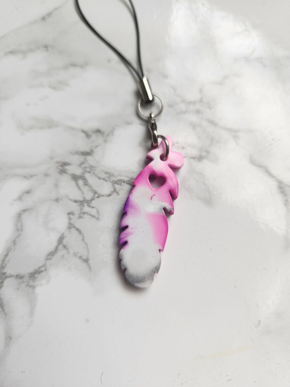Bijou plume marbrée rose violet argent #4