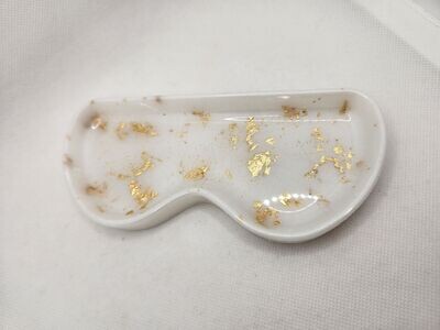 Vide poche à lunettes blanc et feuilles d'or