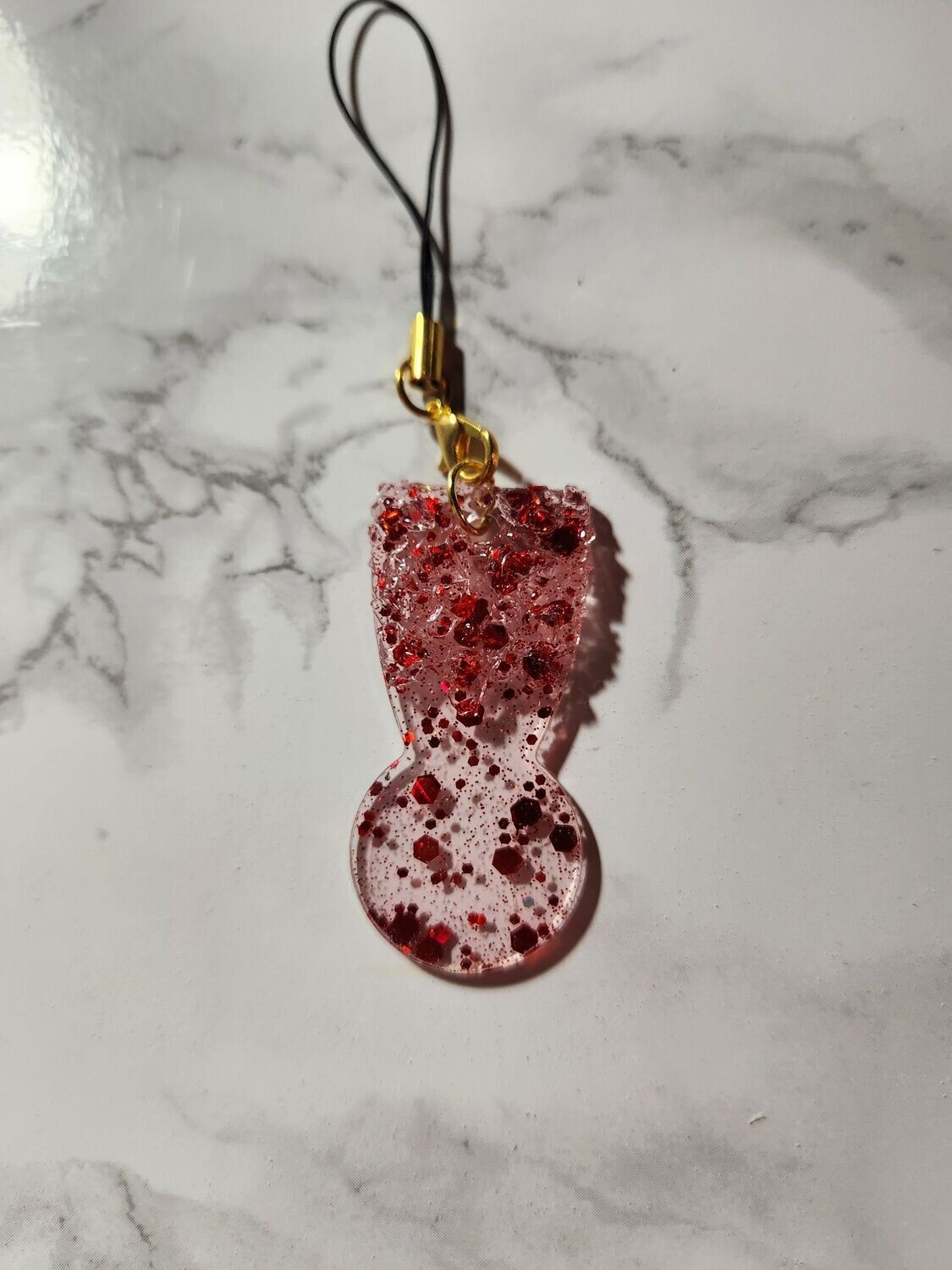 Jeton de caddie paillettes rouges holographiques avec cristaux petit