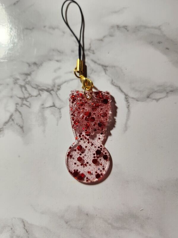 Jeton de caddie paillettes rouges holographiques avec cristaux petit