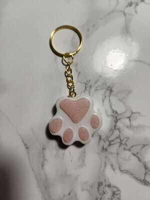 Porte de clé Patte rose et blanche #1