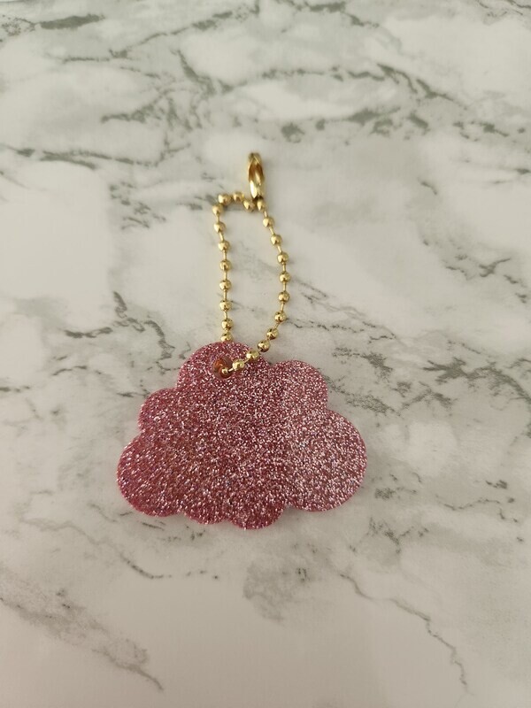 Porte clé nuage rose pailleté à personnaliser