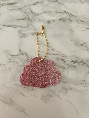 Porte clé nuage rose pailleté à personnaliser