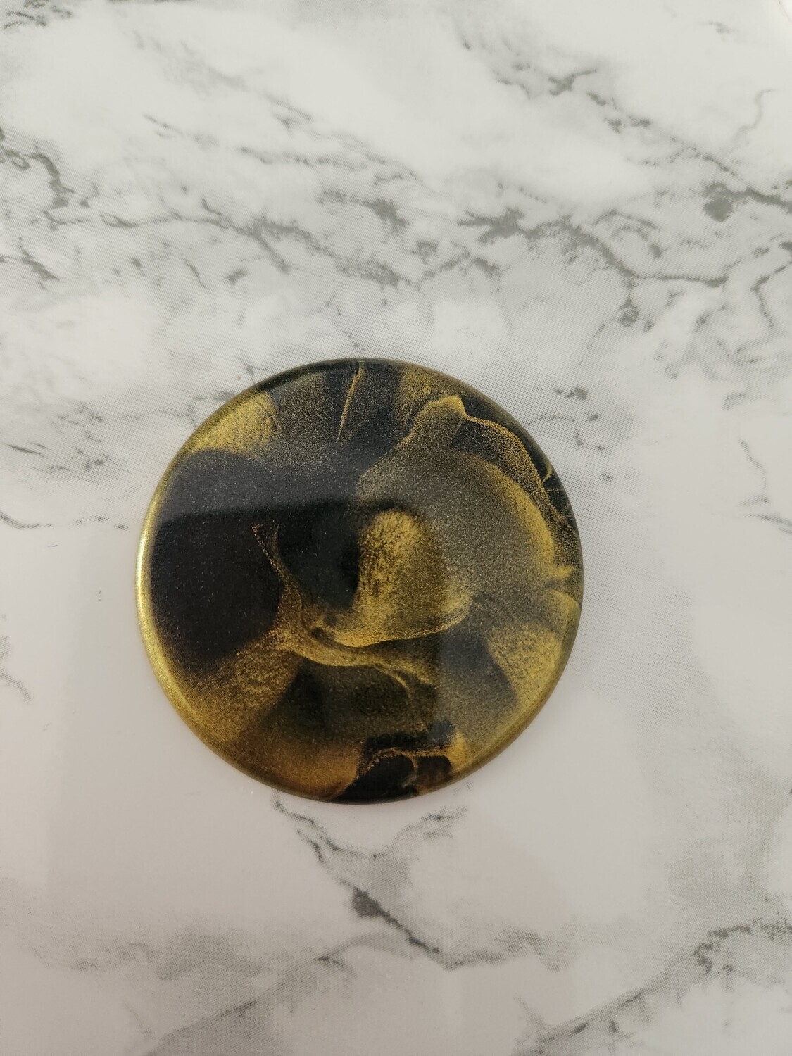 Porte clé rond effet fumée noir et or à personnaliser #1