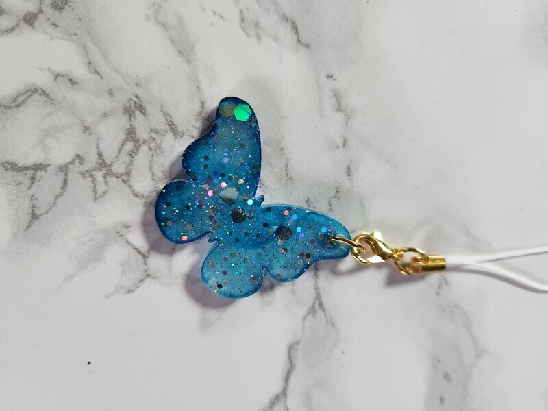 Bijou papillon bleu pailleté #1