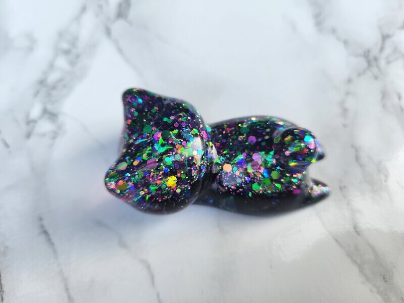 Porte stylo / pinceau chat noir paillettes multicolores