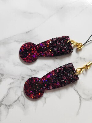 Jeton de caddie noir et fuschia pailletté avec cristaux Jeton de caddie noir et fuschia pailletté avec cristaux