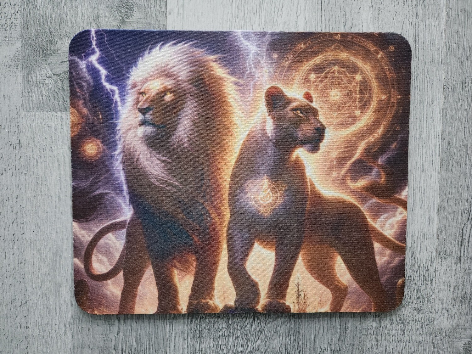 Tapis de souris couple de lion