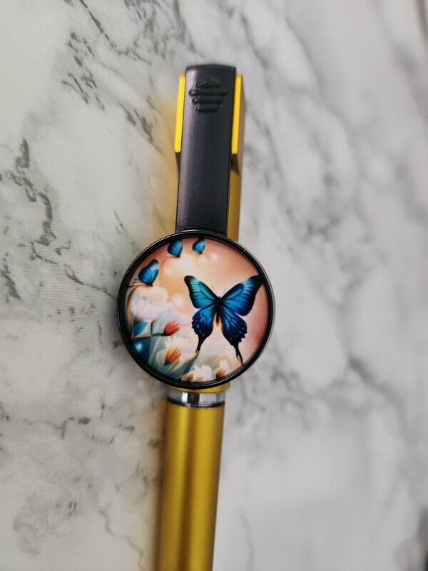 Stylo 3 en 1 jaune papillon #3