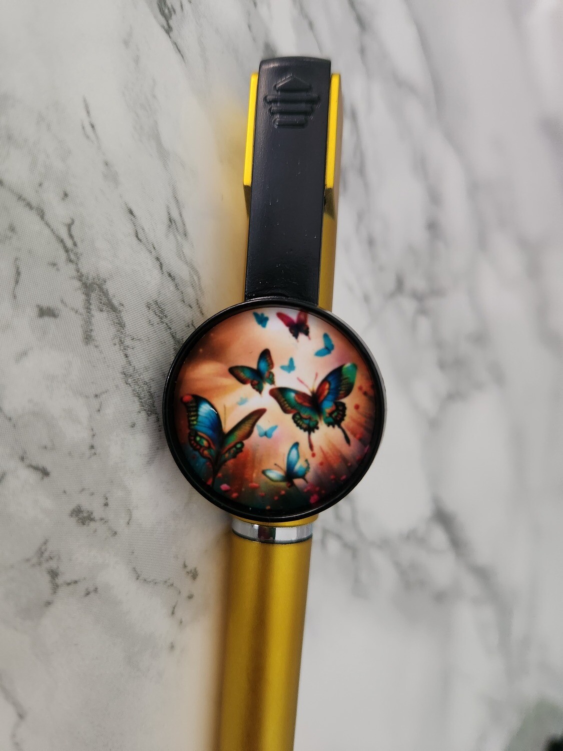 Stylo 3 en 1 jaune papillon #2