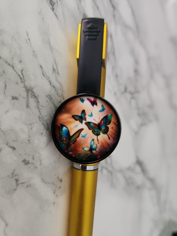 Stylo 3 en 1 jaune papillon #2