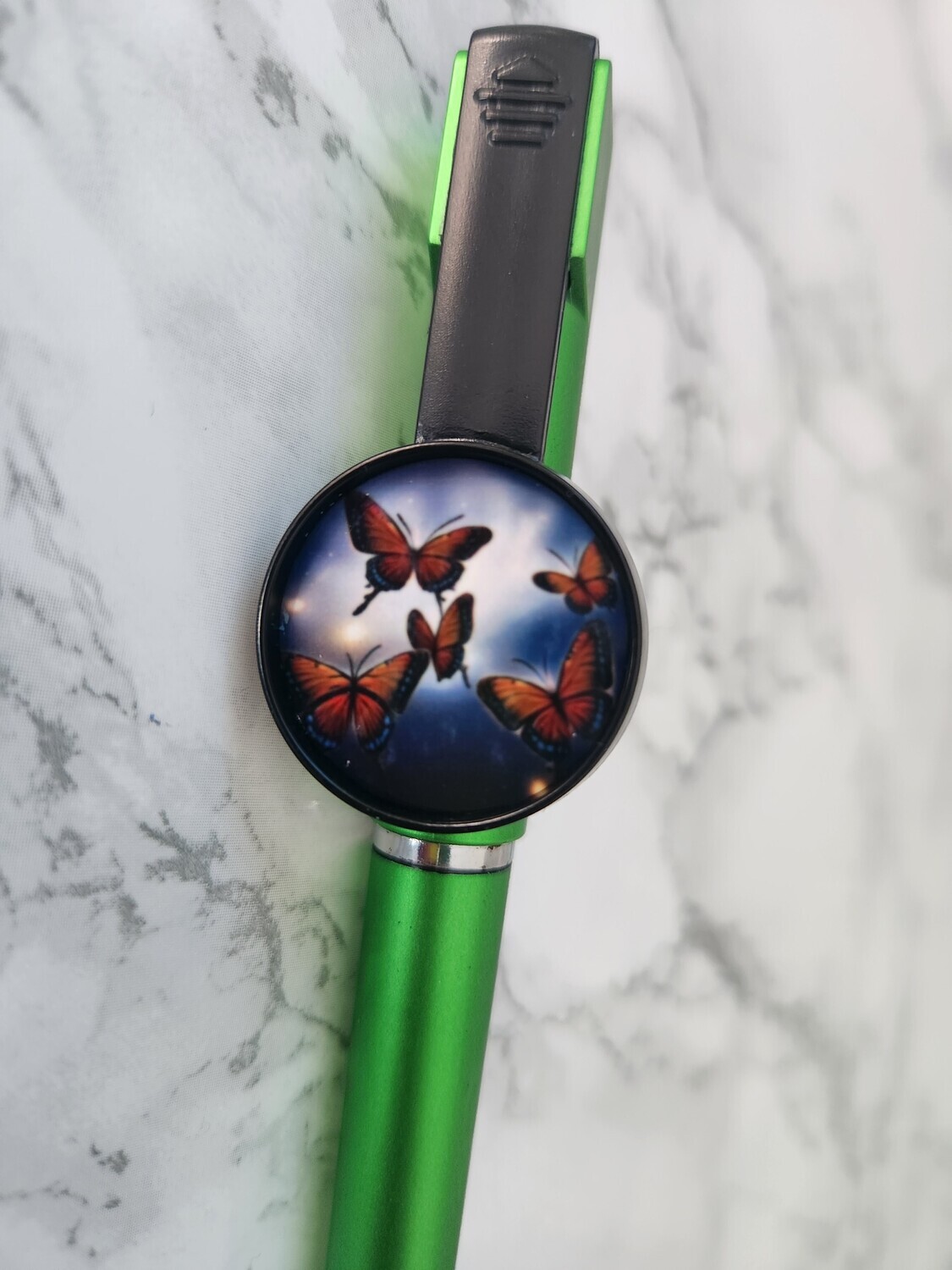 Stylo 3 en 1 vert papillons #1